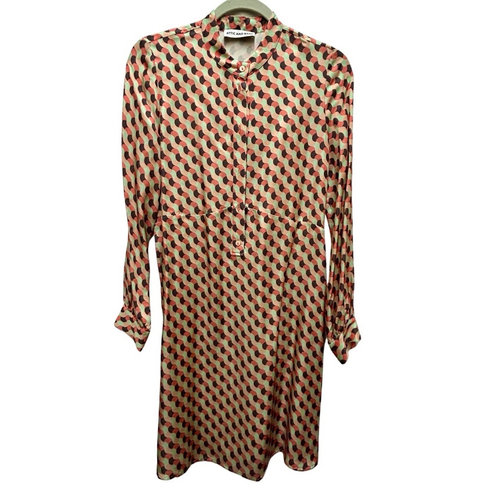 Attic and Barn Geometric Print Long Sleeve Dress | Retro Mod Style